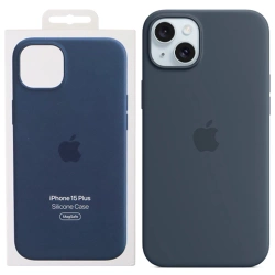 Silikonowe etui Apple iPhone 15 Plus Silicone Case MagSafe - niebieskie (Storm Blue)