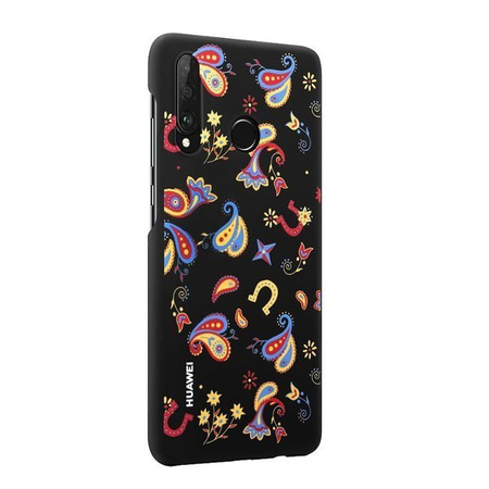 Huawei P30 Lite plastic PC Case 51993073 - black with floral pattern