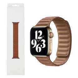 Apple Watch 1/ 2/ 3/ 4/ 5/ 6/ 7 Series 38/ 40/ 41mm Leather Link strap size L MY972AM/A - brown (Saddle Brown)