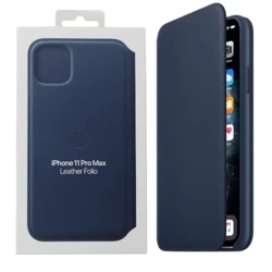 Apple iPhone 11 Pro Max Leather Folio Case - Navy Blue (Deep Sea Blue)