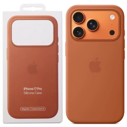 Silikonowe etui Apple iPhone 17 Pro Silicone Case MagSafe Camera Control - brązowe (Terra Cotta)