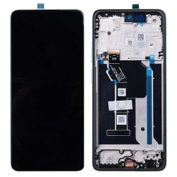 Original LCD display with bezel for Motorola Moto G56 - Grey (Grey Mist)