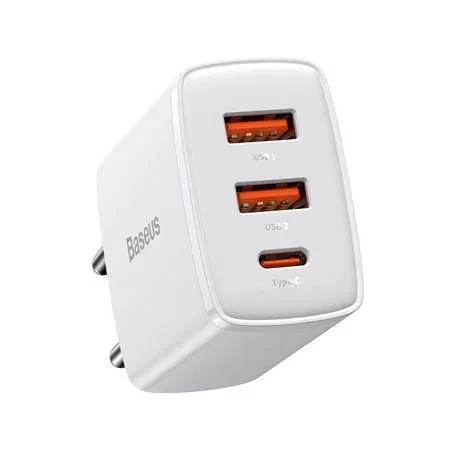 2x USB-A + USB-C Baseus Compact Quick Charger 30W - white