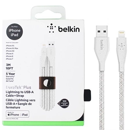 Belkin DuraTek Plus Lightning cable 3 m - white