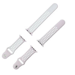 Apple Watch 1/ 2/ 3/ 4/ 5/ 6/ 7 Series 42/ 44/ 45mm Silicone Sport strap MQ2V2AM/A - Light Violet/White (Light Violet/White)