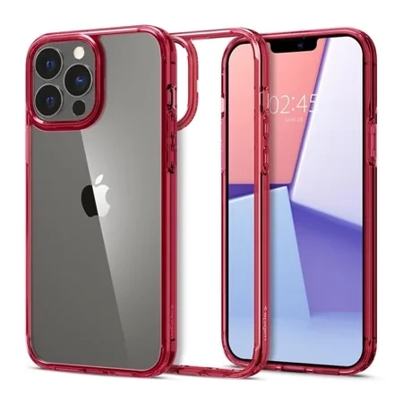Etui na Apple iPhone 13 Pro Spigen Ultra Hybrid - transparentne z czerwoną ramką (Red Crystal)