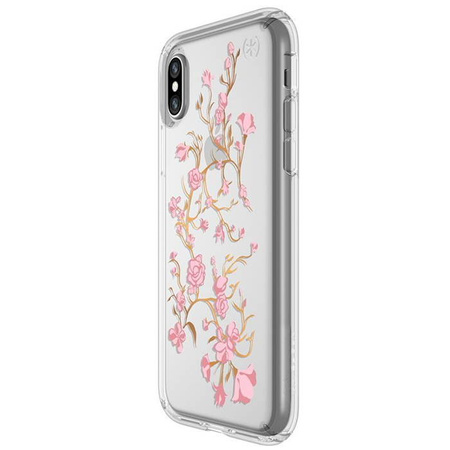 Apple iPhone X/ XS etui Speck Presidio Clear+Print - transparentne z kwiatowym wzorem (Pink Roses)