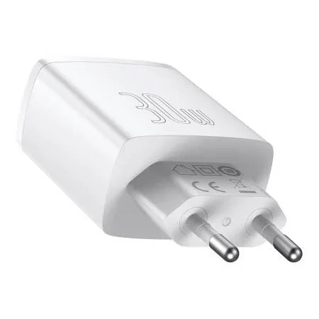 2x USB-A + USB-C Baseus Compact Quick Charger 30W - white