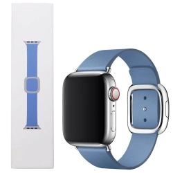 Skórzany pasek Apple Watch 38/ 40/ 41/ SE/ SE 2 Modern Buckle S - niebieski (Cornflower)