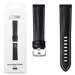 Leather strap for Samsung Galaxy Watch/ Watch 3/ Watch Active 2mm Strap Studio Novonappa® Hybrid 20mm - black