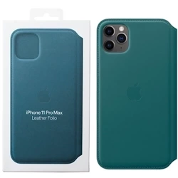 Apple iPhone 11 Pro Max Leather Folio Case - Green (Peacock)