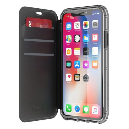 Apple iPhone X/ XS case Griffin Survivor Clear Flip Wallet - black