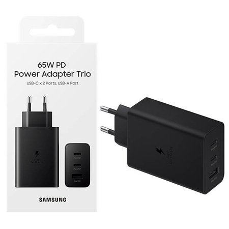 Samsung mains charger 2x USB-C, USB-A EP-T6530NBEGEU - 65W