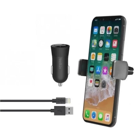 Zestaw samochodowy z uchwytem, ładowarką i kablem Lightning Belkin Travel Kit - czarny