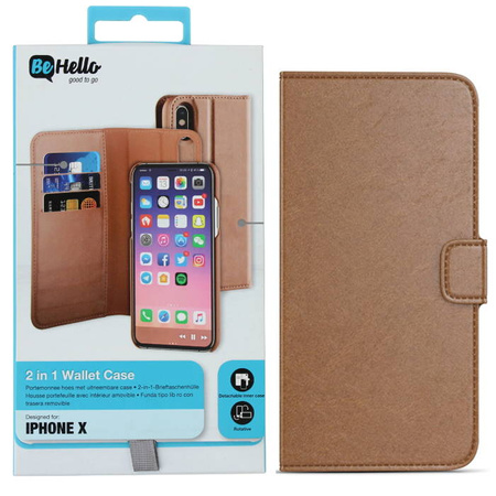 Apple iPhone X case BeHello 2-in-1 Wallet Case - brown 