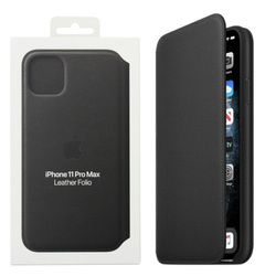 Apple iPhone 11 Pro Max Leather Folio Case - Black (Black)