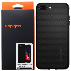 Spigen Liquid Air Silicone Case for Apple iPhone 7 Plus/ 8 Plus - Black (Black)