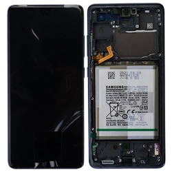 Super AMOLED LCD display with battery for Samsung Galaxy S20 FE 5G original - blue (Cloud Navy)