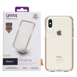 Apple iPhone X/ XS etui GEAR4 Victoria IC8VICGGLD - transparentne ze złotym wzorem