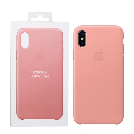 Etui skórzane Leather Case do Apple iPhone X - różowe (Soft Pink)