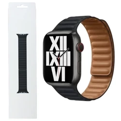 Pasek Apple Watch 38/ 40/ 41/ SE/ SE 2 Leather Link M/L - czarny (Midnight)