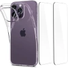 Silikonowe etui + 2x szkło hartowane Spigen Crystal Pack do Apple iPhone 14 Pro Max - transparentne