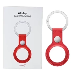 Apple AirTag Leather Key Ring - Red (Red)