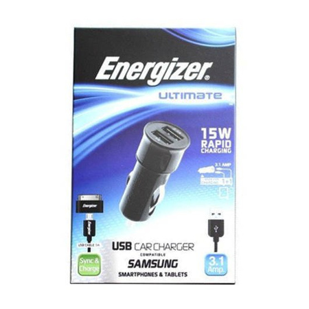 Energizer Ultimate ładowarka samochodowa 3.1A 2xUSB - czarna