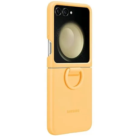 Samsung Galaxy Z Flip5 Silicone Phone Case with Ring - Yellow (Apricot)