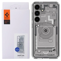 Samsung Galaxy S24 Spigen Ultra Hybrid phone case - white and gray with motif (Zero One)