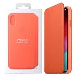 Apple iPhone XS Leather Folio Case - Orange (Sunset)