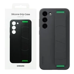 Case with strap for Samsung Galaxy S23 Plus phone Silicone Grip Case - black