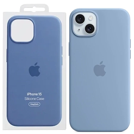 Apple iPhone 15 Silicone Case MagSafe - blue (Winter Blue)