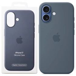 Silikonowe etui Apple iPhone 17 Silicone Case MagSafe Camera Control - niebieskie (Anchor Blue)