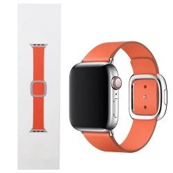 Skórzany pasek Apple Watch 38/ 40/ 41/ SE/ SE 2 Modern Buckle M - pomarańczowy (Sunset)