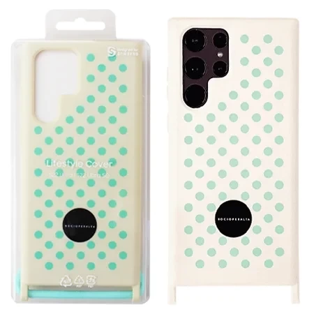 Samsung Galaxy S22 Ultra Lifestyle Cover Rocio Peralta phone case with lanyard - cream and green