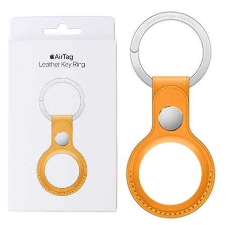 Apple AirTag Leather Key Ring - bright orange (California Poppy)