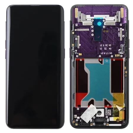 Genuine LCD display with bezel for Oppo Find X - black and purple (Wine Red)