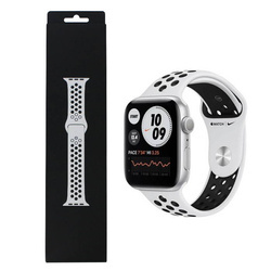 Pasek Apple Watch 38/ 40/ 41/ SE/ SE 2 Nike Sport Band S/M M/L - szaro-czarny (Pure Platinum/Black)