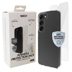 Case and tempered glass for Samsung Galaxy S23 Skech Power & Protection Pack phone - transparent