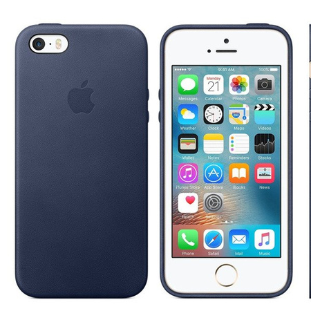 Apple iPhone 5/ 5s/ SE leather case - navy blue (Midnight Blue)