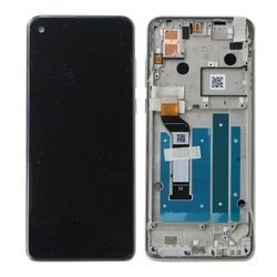 Motorola One Action wyświetlacz LCD z ramką  - biały