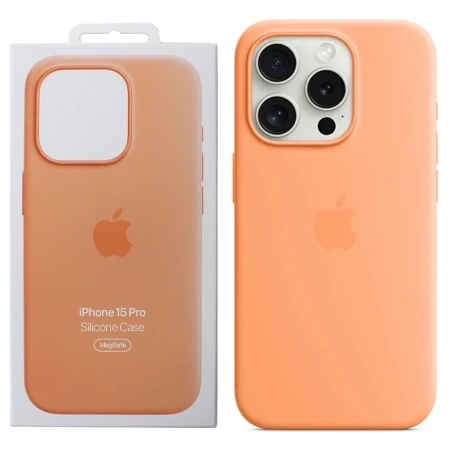 Apple iPhone 15 Pro Silicone Case MagSafe - Orange (Orange Sorbet)