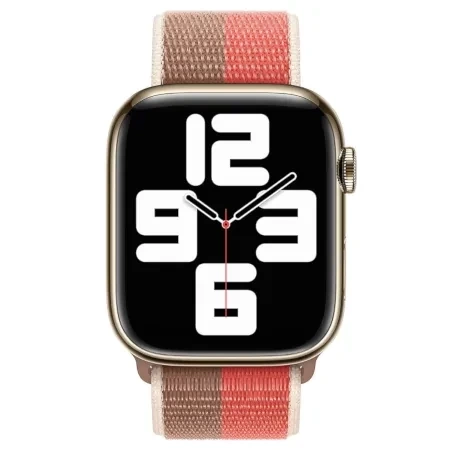 Apple Watch Strap 1/ 2/ 3/ 4/ 5/ 6/ 7 Series 42/ 44/ 45mm Sport Loop - Orange/Brown (Pink Pomelo/ Tan)