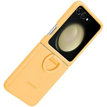 Samsung Galaxy Z Flip5 Silicone Phone Case with Ring - Yellow (Apricot)