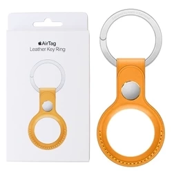 Apple AirTag Leather Key Ring - bright orange (California Poppy)