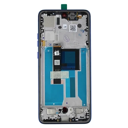 Original LCD display with bezel for Motorola Edge 50 Neo - blue (Nautical Blue)