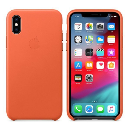 Etui skórzane Apple iPhone X Leather Case - oranż (Bright Orange) [OUTLET]