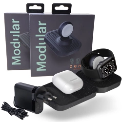Zestaw 2 ładowarek indukcyjnych Zens Modular Single Wireless Charger + USB-hub Extension - czarny