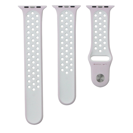 Apple Watch 1/ 2/ 3/ 4/ 5/ 6/ 7 Series 42/ 44/ 45mm Silicone Sport strap MQ2V2AM/A - Light Violet/White (Light Violet/White)